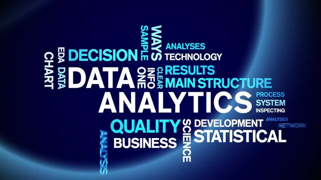 4k Data Analytics Animated Tag Word Cloud;Text Design big data Animation typography seamless loop.