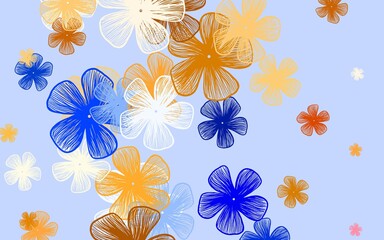Light Orange vector abstract design with flowers.