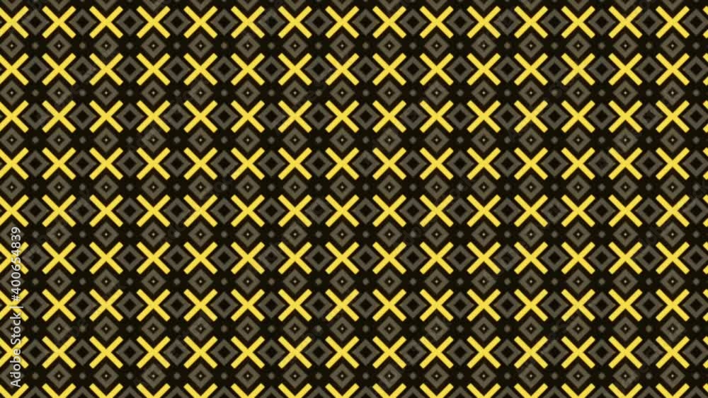 Poster psychedelic effect of blinking bright rows with kaleidoscopic effect. media. geometric small figures