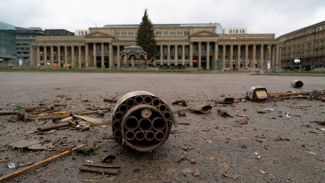 Silvester Neujahr K&ouml;nigsbau Schlossplatz Stuttgart