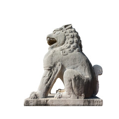 Fototapeta na wymiar ancient stone lion isolated