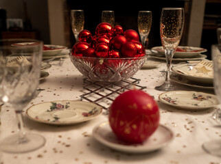 table set up for holiday dinner