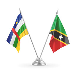 Saint Kitts and Nevis and Central African Republic table flags isolated