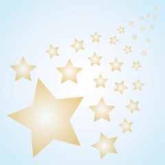 abstract pattern with gilded stars on a delicate blue background, template for banner, postcards, wall decoration, wallpaper, fabric