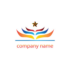 star logo illustration wing color design vector