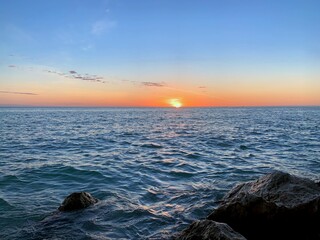 orange sunset over the ocean 
