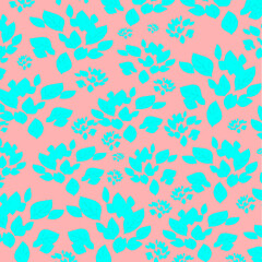 Fototapeta na wymiar Pink blue plants pattern background