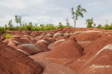 The Cheltenham Badlands in Caledon in summer, Ontarion, Canada, a small example of badlands...