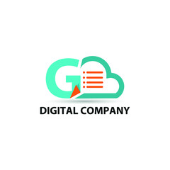 Data base storage initial letter G logo concept with cloud and document paper for technology concept  vector design logotype