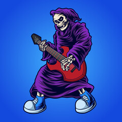 Grim reaper playing guitar
