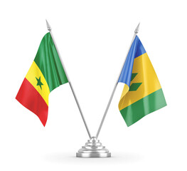 Saint Vincent and the Grenadines and Senegal table flags isolated