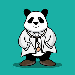 Doctor panda vector icon illustration. Health and medical vector in style cartoon. © setunggal_studio