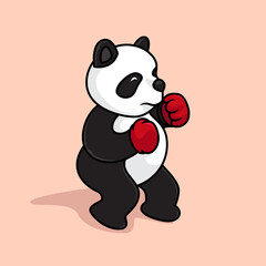 Boxing panda vector icon illustration