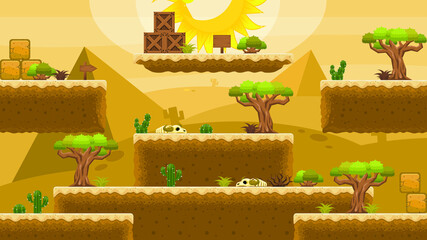 Desert side scrolling platformer game tileset