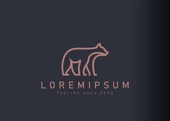 Line bear logo design. Icon vector illustration of simply bear. Modern logo design with line art style.