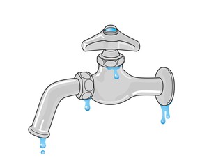 Fototapete 蛇口 イラスト 横向き 単水栓 水漏れ ポタポタ 番号 図 Unity Design