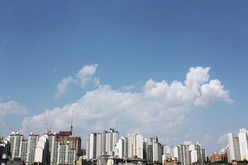 blue sky background in the city