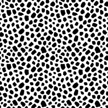 Doodle seamless pattern with black dots. Hand drawn vector simple graphic design. Rounded spots and splodges illustration. Polka dot pattern for digital paper, textile print, web design.