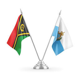 San Marino and Vanuatu table flags isolated on white 3D rendering