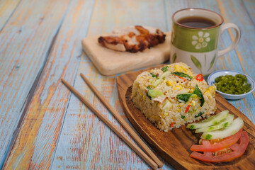 Chicken fried  rice  with fried chicken