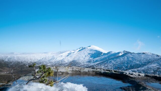 Timelapse of snowy Uludag mountain landscape