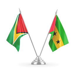 Sao Tome and Principe and Guyana table flags
