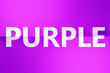 3d illustration volumetric inscription in PURPLE white letters on a bright  purple  gradient isolated background. Color symbol