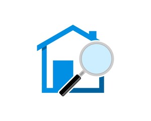 Simple house with magnifying glass inside