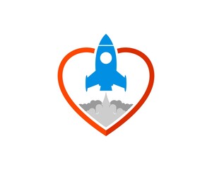 Love shape with rocket launch inside