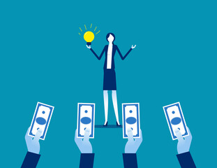 Businesswoman selling the ideas. Presentation business concept