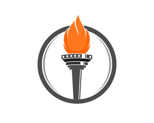 Torch fire flame inside the circle logo