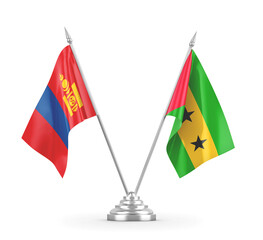 Sao Tome and Principe and Mongolia table flags