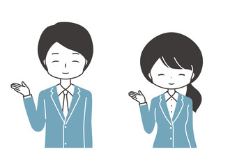 ビジネス　会社員　こちら　[上半身]