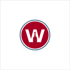 W wine bottle logo design