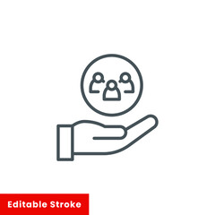Customer service icon, line style. total inclusive service, concept of niche marketing and consumer or worker support. Vector illustration. Design on white background. Editable stroke EPS 10