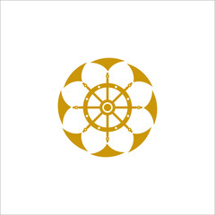 steering wheel gold logo design