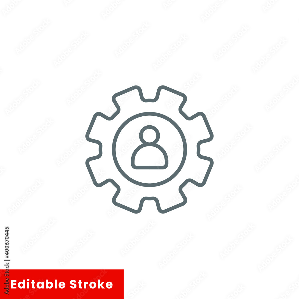 Aufkleber profil setting line icon. vector graphics, a linear pattern on a white background, editable stroke v