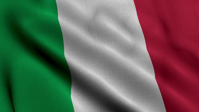 Italy Satin Flag. Waving Fabric Texture of the Flag of Italy, Real Texture Waving Flag of the Italy. 4K Video