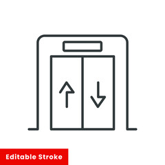 Elevator icon, lift line symbol on white background - editable stroke vector illustration eps10