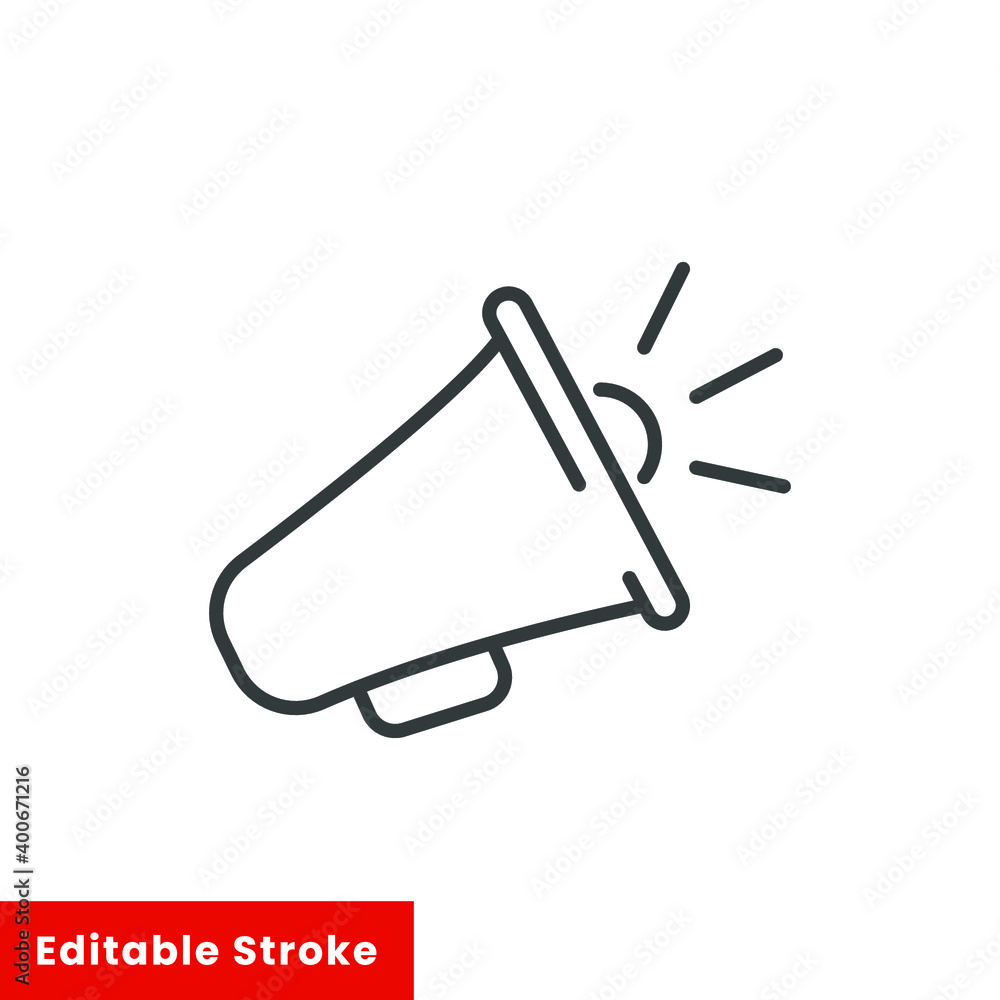 Poster megaphone icon. speaker, simple sign, thin line web symbol on white background - editable stroke vec