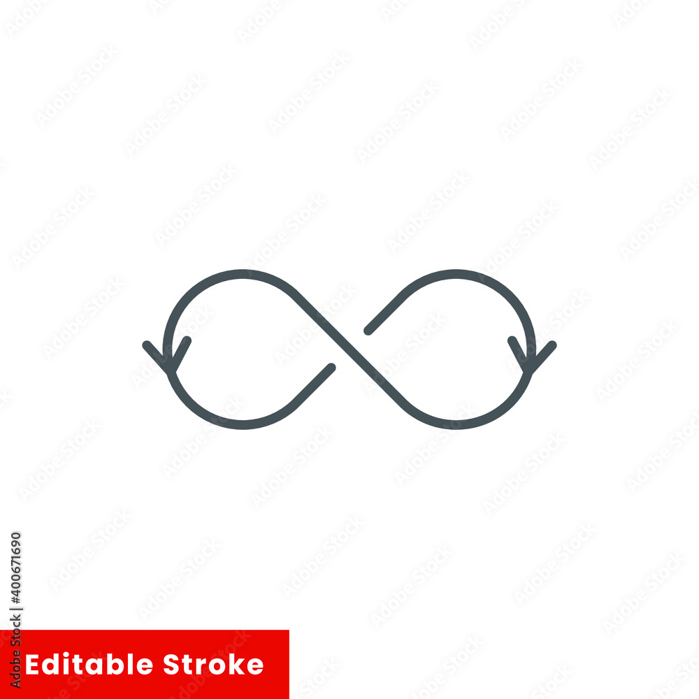 Poster double reverse arrow, replace icon, exchange linear sign on white background - editable stroke vecto