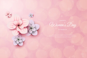 Valentine day background with five flowers