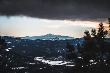 A beautiful view of Pikes Peak in Winter.  Colorado Rocky Mountains