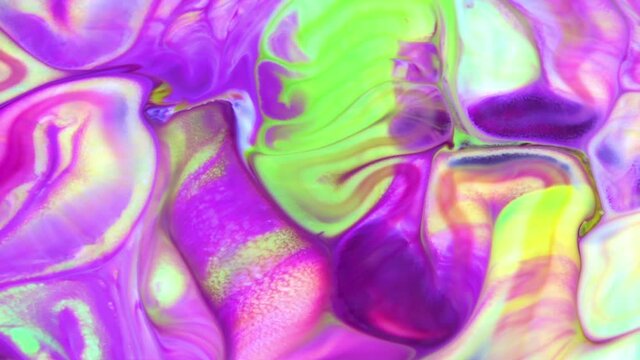 Abstract Infinite Color Loops And Explosions Hypnotizing in Detailed Surface Colorful Paint Spreads.