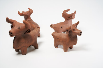 Pottery Craft, ceramic product with your own hands, made on a Potter's wheel, isolated on a white background.