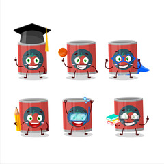 School student of can of tomato cartoon character with various expressions