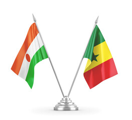 Senegal and Niger table flags isolated on white 3D rendering