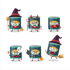 Halloween expression emoticons with cartoon character of can of sardines