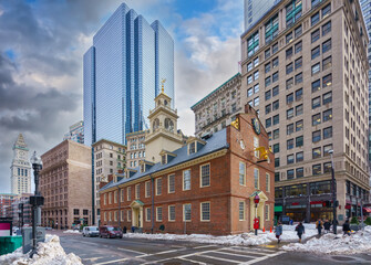 Boston Old state house at winter day
