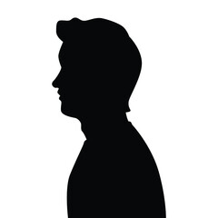 Young man silhouette vector, black and white people.